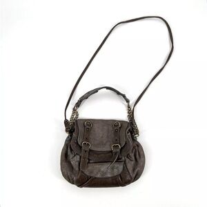 Abaco Paris Handbag Brown Leather Shimmer Soft Crossbody Strap Made in France